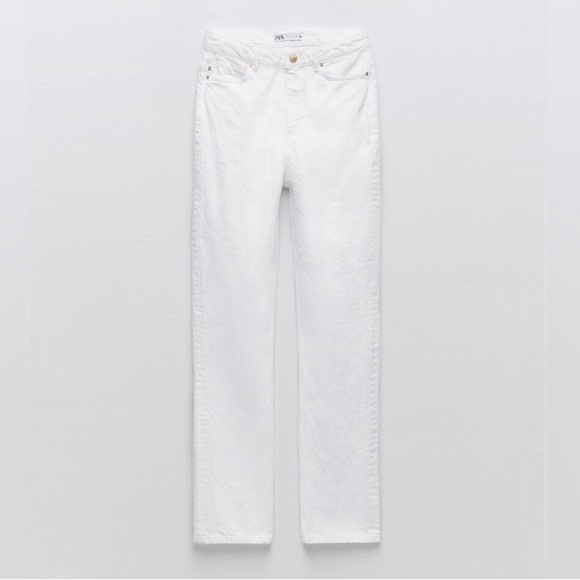 NWT • ZARA High Rise Straight White Denim Jean - Picture 7 of 15